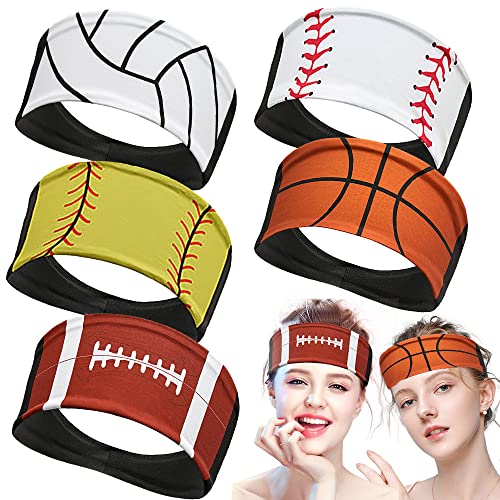 SOEWIOU 5 pakovanja širokih traka za glavu za žene, gusti Ball Print elastični omotač za glavu za djevojčice,