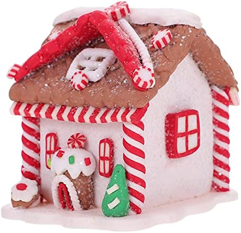 NUOBESTY Gingerbread Decor Božić Gingerbread House Ornament Resin Božić kuće minijaturne seoske kuće Candy