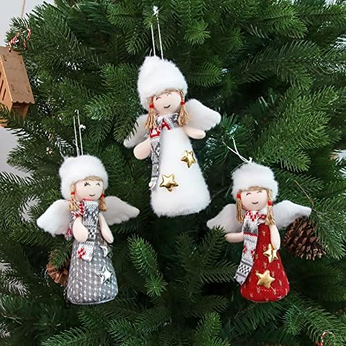 Angel ukrasi božićne anđele lutke viseći ukrasi božićne drvce plišane ukrase slatki anđeo lutke privjesak božićni plišani ukrasi za božićni lakirani vijenac 9