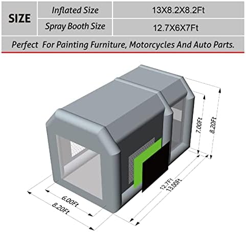 TKLOOP prijenosni šator za boot na naduvavanje 13x8,2x8,2ft s jednom puhačem 750W booth za