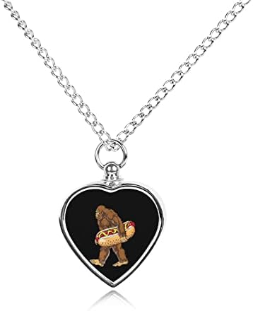 Bigfoot noseći hotdog urn ogrlicu za pepeo personalizirani kućni ljubimac nakit nakit srčani privjesak za muškarce