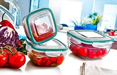 Set kontejnera za skladištenje hrane, nepropusna plastična posuda za ostavu & organizacija kuhinje, bez BPA, posuda za ručak za pripremu obroka sa izdržljivim poklopcima otpornim na curenje, jasno proizvedeno u Turskoj, 3 kom