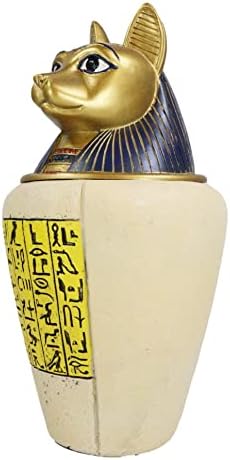 EBROS poklon Drevni egipatski bogovi i božanstvo Bastet Feline CAT sa zlatnim hijeroglifima Canopska jar Memorijalna