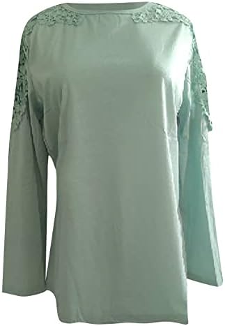 Vrhovi za ženske trendi jednobojne izdubljene cvetne duge rukave pulover vrhovi modni tanki fit Tees košulja