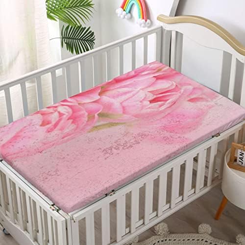 Vintage Rose Tema opremljeni lim, standardni madrac sa krevetom ugrađeni list mekani mali toddler madrac se ugrađen za dječaka ili djevojčica ili vrtić, 28 x52, bresk blijeda i tamna pijenja