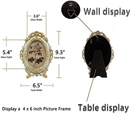 SIKOO Vintage 4x6 Ornate okvir za slike Oval Antique barokni stolni zid za montiranje Foto okvir sa visokom