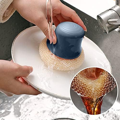 BSXGSE kuhinjska posuda za pranje sunđera Kugla za čišćenje ručke s višenamjenskim piljkom za spužvu pad kuglice za lončani i ploču za pranje posuđa čišćenje toaletne posude i klip