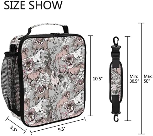 ZZXXB Horse Daisy cvjetna izolovana torba za ručak kutija termo Cooler torba za višekratnu upotrebu Tote Vanjska