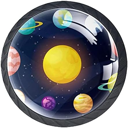 TYUHAW okrugla ladica povlači ručku Univerzum svemirske planete sunce štampanje sa vijcima za kućne ormare