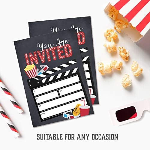 Pozivnice za filmske zabave sa kovertama od šešir Acrobat | savršeno za filmsku tematsku zabavu, holivudsku