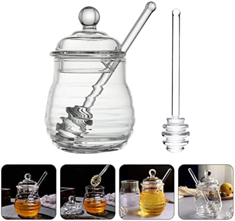 Zerodeko 1 Set staklenih tegli za med sa Diperom i poklopcima Clear Juice Jar Jar Crystal Beehive Honey