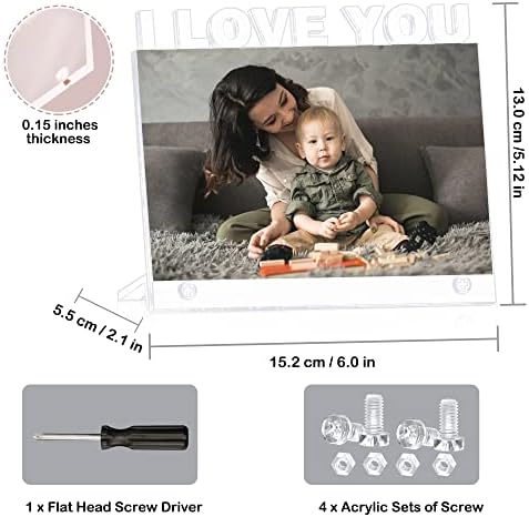 Attivolife Baby Picture Frame 2 paketa akrilna gravura šuplja jedna godina sa postoljem za podršku, displej