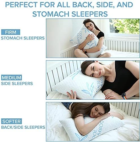 2 Pakovanje Cool bamboo jastuci za spavanje - podesivi jastuci za spavanje za spavanje - luksuzni jastuk za bočni, stomak i leđa