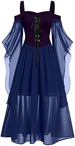 Fairy Dress za žene, Bicycle Spring Flutter Sleeve tunic Dress ženski Srednjovjekovni Raglan Button Down Cold