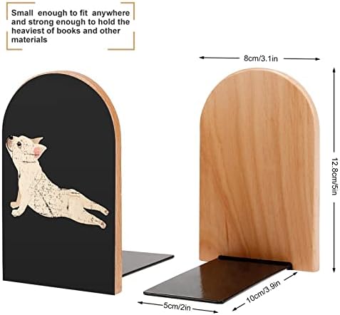 Francuski buldog Yoga Bookends dekorativni Print drveni završava knjiga za pakovanje Police od 1 para