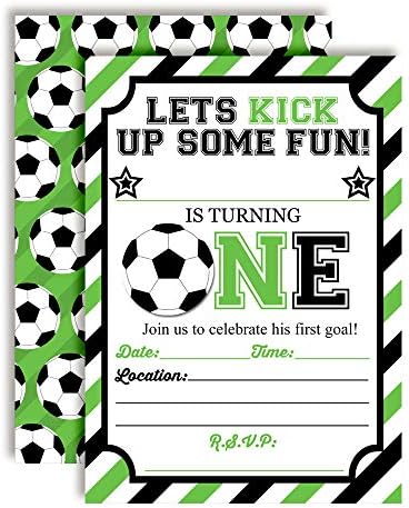 Zeleni & crni pokrenuti neke zabavne nogometne tematske pozive za dječake, 20 5 x7 ispuniti kartice