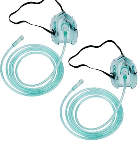 2 paketa - pedijatrijska standardna maska ​​za kisik sa 6,6 'cijevi i podesivim elastičnim kaišem -