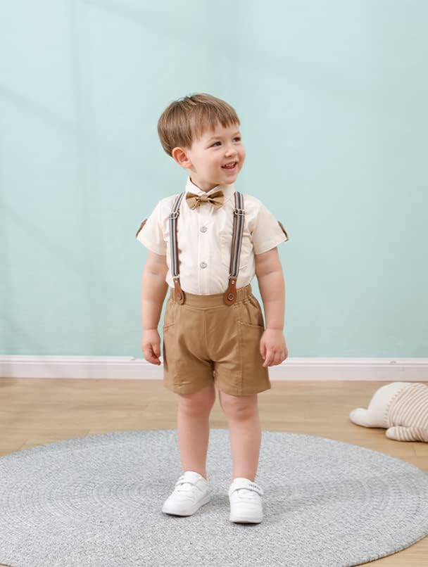 Soloyeeee Baby Boy odjeća odijela dugačka haljina košulja Bowtie dugih kratkih rukava za novorođenčad