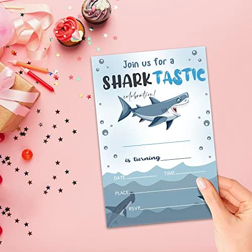 Četvrte za pozivnice za rođendan Zodvery Shark - morski pas Tastici za djecu, dječake ili djevojčice - 20 popunjavanje