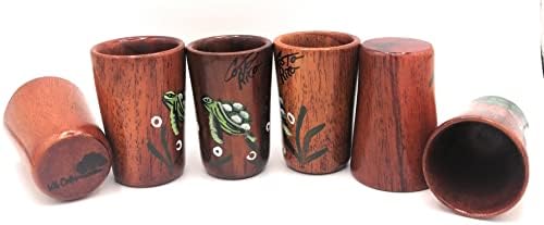Kal Crafts-drvena čaša za tekilu-ručno obojena Kostarikanskom prašumom tratinčica dizajn cvijeta-1.5 oz fl ili
