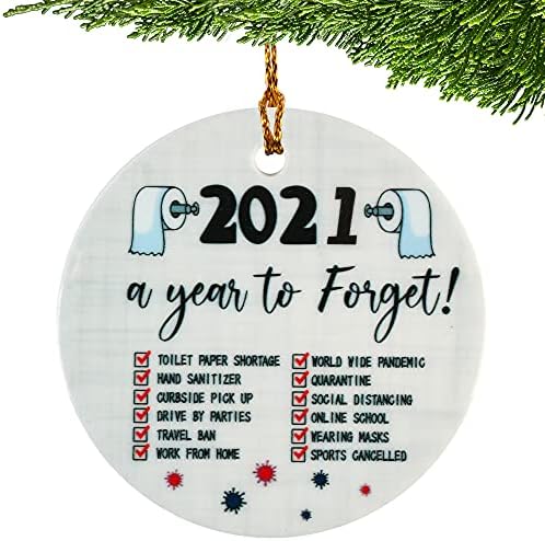 2021 Božićni ukrasi pandemijski ukrasi za božićno drvce 2.8 krug 2025 keramički Ornament Karantenski Praznici ukras poklon
