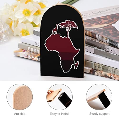 Afrička Safari karta silueta Drvo Bookends teške držače knjiga za police dekorativne knjige Završava