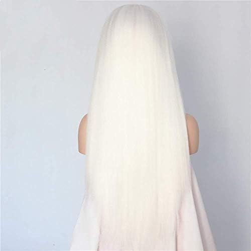 YTOOZ Fashion Lady duga ravna kosa kose šiške Bijela prednja čipkasta perika Set za kosu 26 inča perika
