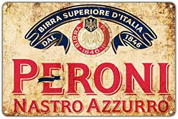 Peroni Nastro Azzurro pivo 1846 Vintage zidni dekor Art Metal Bar Pub Italia Pivara Aluminijum 12 X18 znak