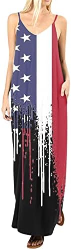 ADSSDQ 4. srpnja Ženska ljetna casual labava haljina podne duljine modna haljina za plažu Američka zastava
