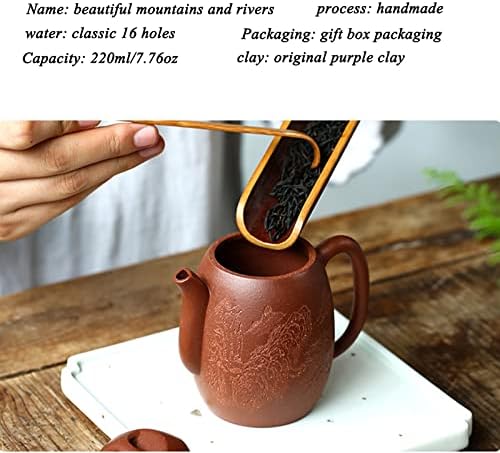 220ml / 7.76oz kineski čajnik za ručno rađen Zisha Classics Pot infuzori Tea keramički keramički keramički ljubičasti pijesak čajnik, rezbareni i obojeni telo