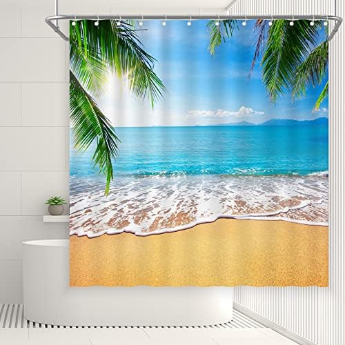 Zthmoe Ljeto tropska tuš za tuširanje za tuširanje za kupatilo Prisovina obale Ocean Palm Tree Ocene Kućni