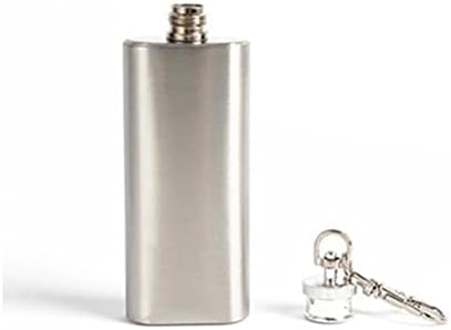 YARNOW 2 unce 56ml boca za ključeve od nerđajućeg čelika od nerđajućeg čelika za ključeve boca za vodu sa ravnim poklopcem boca za viski sa karabiner džepnom Tikvicom za alkohol muškarci žene srebro