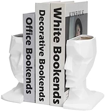 AMOIENSIS držači za knjige s bijelom glavom, jedinstveni ukrasni krajevi knjiga, Set od 2 vaze za lice/par uredskih knjižica
