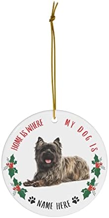 Personalizirano ime Cairn terijer leži dom je mjesto gdje je moj pas pokloni 2023 božićno drvo ukrasi krug