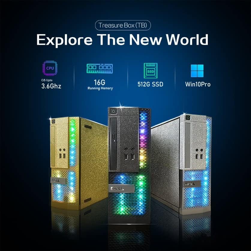 Dell PC Treasure Box RGB Desktop računar Intel Quad Core i5 do 3.6 G, 16g, 512G SSD, WiFi & Bluetooth, RGB