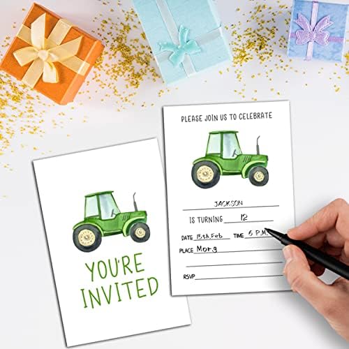 Nyctug zeleni traktorska pozivnica, vodeni traktor za tegljače Pozovite karte za djecu, dječake i djevojke,