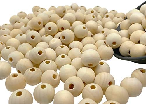 KOHAND 300 kom 25mm prirodne drvene perle, nedovršene okrugle drvene zanatske perle, seoska kuća