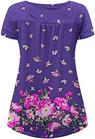 Jesen ljetna bluza za bluza za ženske odjeće kratki rukav Crewneck pamuk cvjetni grafički salon 40