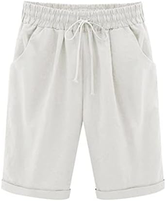 lcepcy ženske Ležerne lanene kratke hlače udobne elastične hlače za struk s džepnim ljetnim šortsama za plažu svakodnevne hlače s-5XL