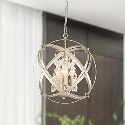 Maxax 4 svjetla kristalni luster sa kavezom, moderna Globus metalna Privjesna rasvjeta, Podesiva Stropna lampa
