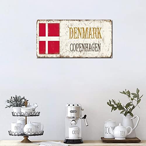 MADCOLITOTE Personaliziran Danska ulična potpisu Rustikalni kopenhagen Flag Wood Formhouse Zidna