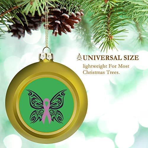 Rak dojke svijest leptir Božić kugle Ornament Shatterproof za čari Božić Tree Hanging ukras