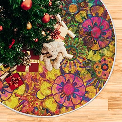 Oarencol Retro suncokret umjetnost Božićna suknja 36 inča Grunge Vintage Clovels Xmas Holiday Party Tree