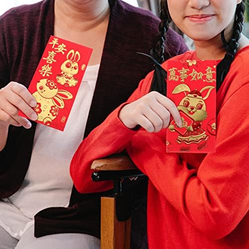 Toyvian 2023 Nova Godina Rabbit crvene koverte 48KOM koverta za sretni novac kineske crvene koverte - kineska Nova Godina 2023 zečje kartice - Nova godina crvena koverta Nova Godina Hong Bao crvena koverta