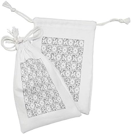 AMBESONNE siva tkanina torba od 2, cvjetni ukrasi cvjetaju cvijeće u kvadratima Royal apstraktna tema uzorka umjetnička
