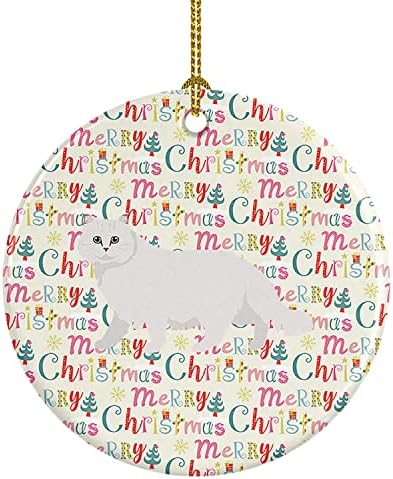 Caroline's Treasures WDK2512CO1 činčila perzijska dugodlaka mačka Božić keramički ukras, ukrasi za jelku, viseći ukras za Božić, praznik, zabavu, poklon,