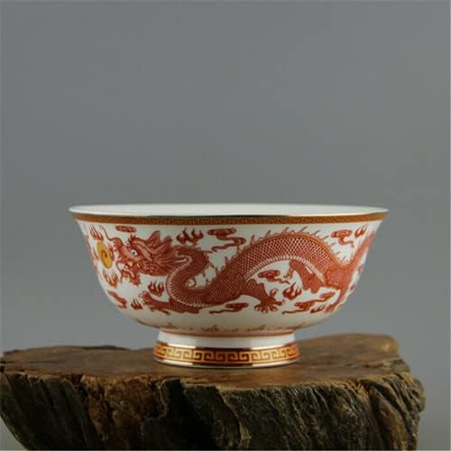 15.6cm King Qing Qianlong Famill Rose Porcelain Dragon Play Sphere Dealt Bowl