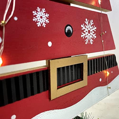 Eternhome LED osvijetljeno Božićno ukrašavanje drvca Rustikalno crveno božićno drvo blok seoska kuća