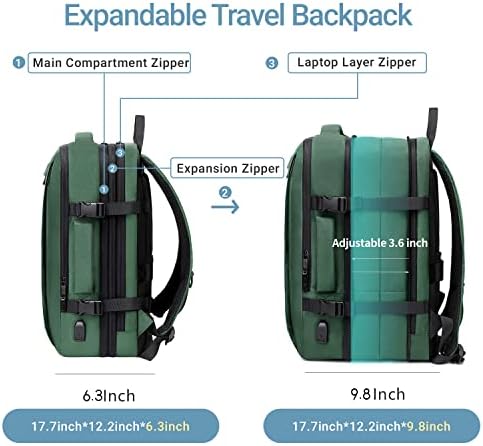 Putni ruksak za Laptop, izuzetno veliki 25-40L proširivi ruksak za nošenje za žene muškarce sa USB