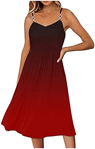 CLUNHOO SLIP SPAGHETTI SPAP haljine za žene za žene Jesen Ljeto V izrez Spandex Print Dug Lounge Haljine Dame 2023